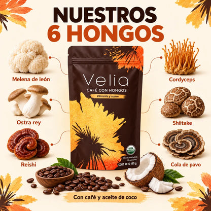 VeliaCafé con Hongos - Energía sin Bajón y Mente Clara Todo el Día
